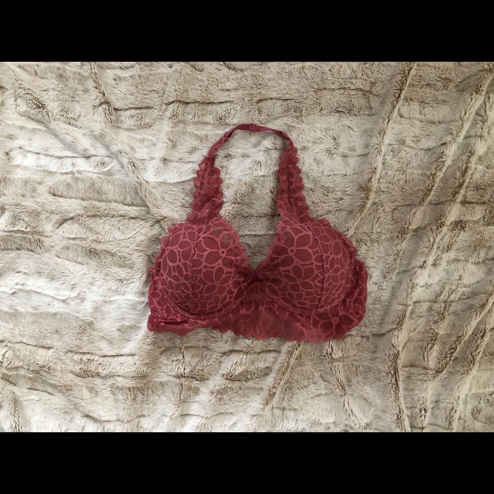 PINK floral halter-top bralette